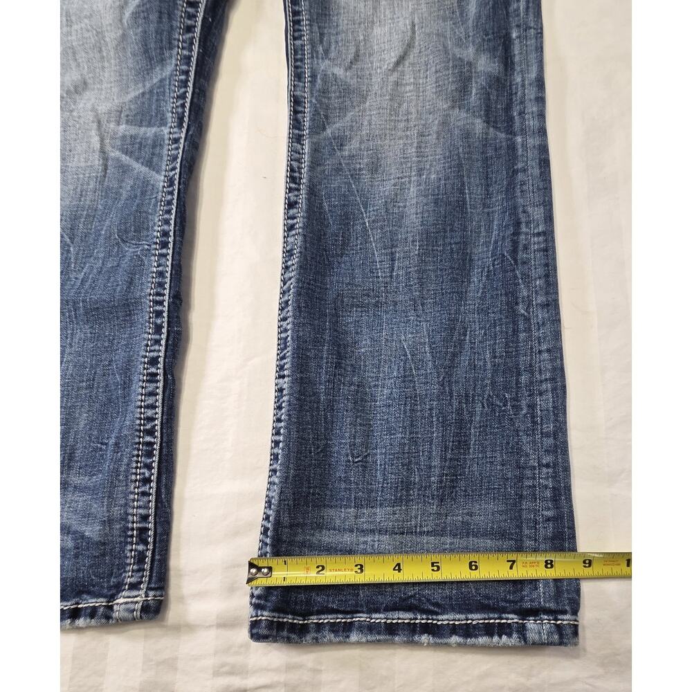 Miss Me Bootcut Jeans Size 30 Thick Stitch Fading Distressed Y2K Boho Western - Picture 9 of 12